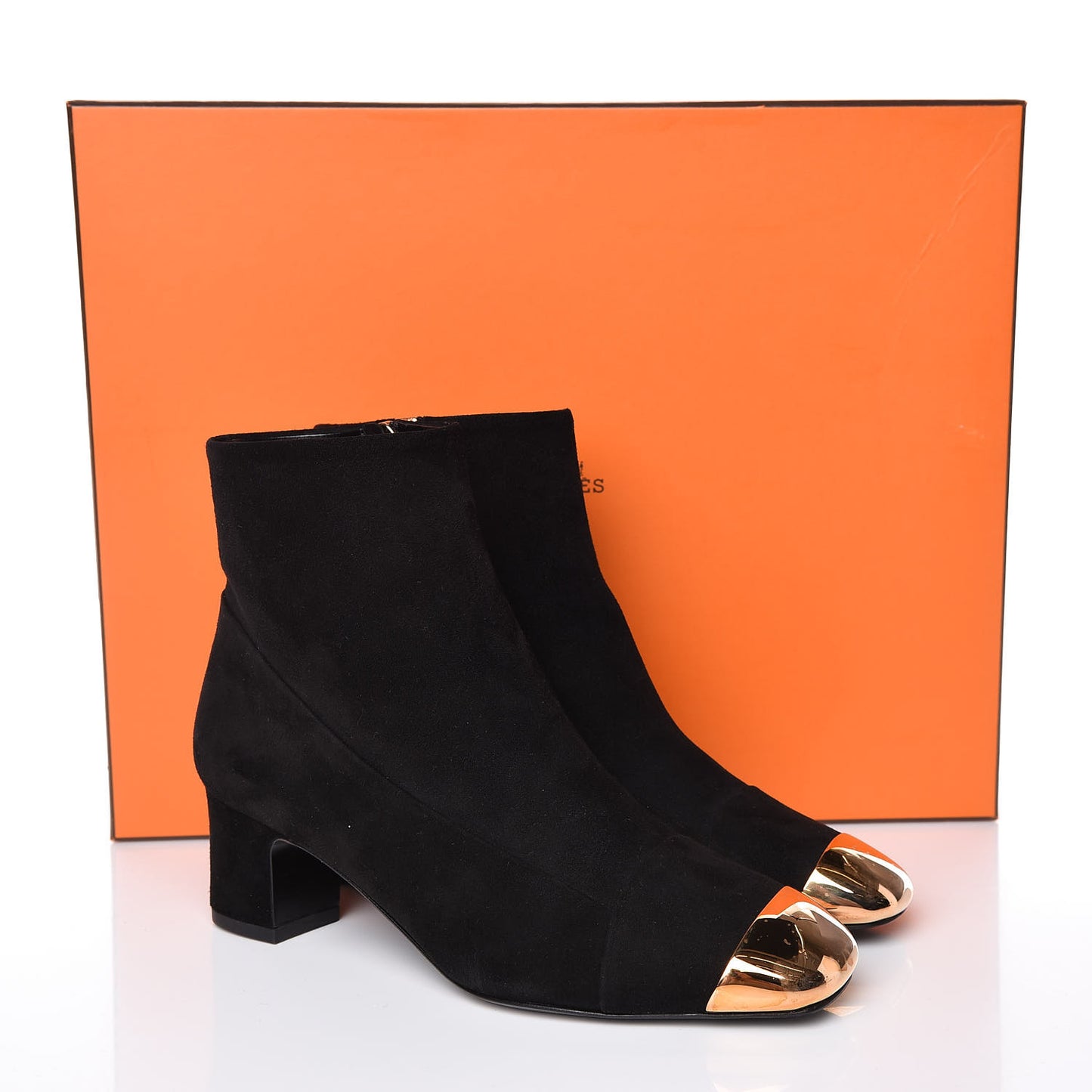Velvet Goatskin Permabrass Cap Toe Lindsay Ankle Boots 35 Black