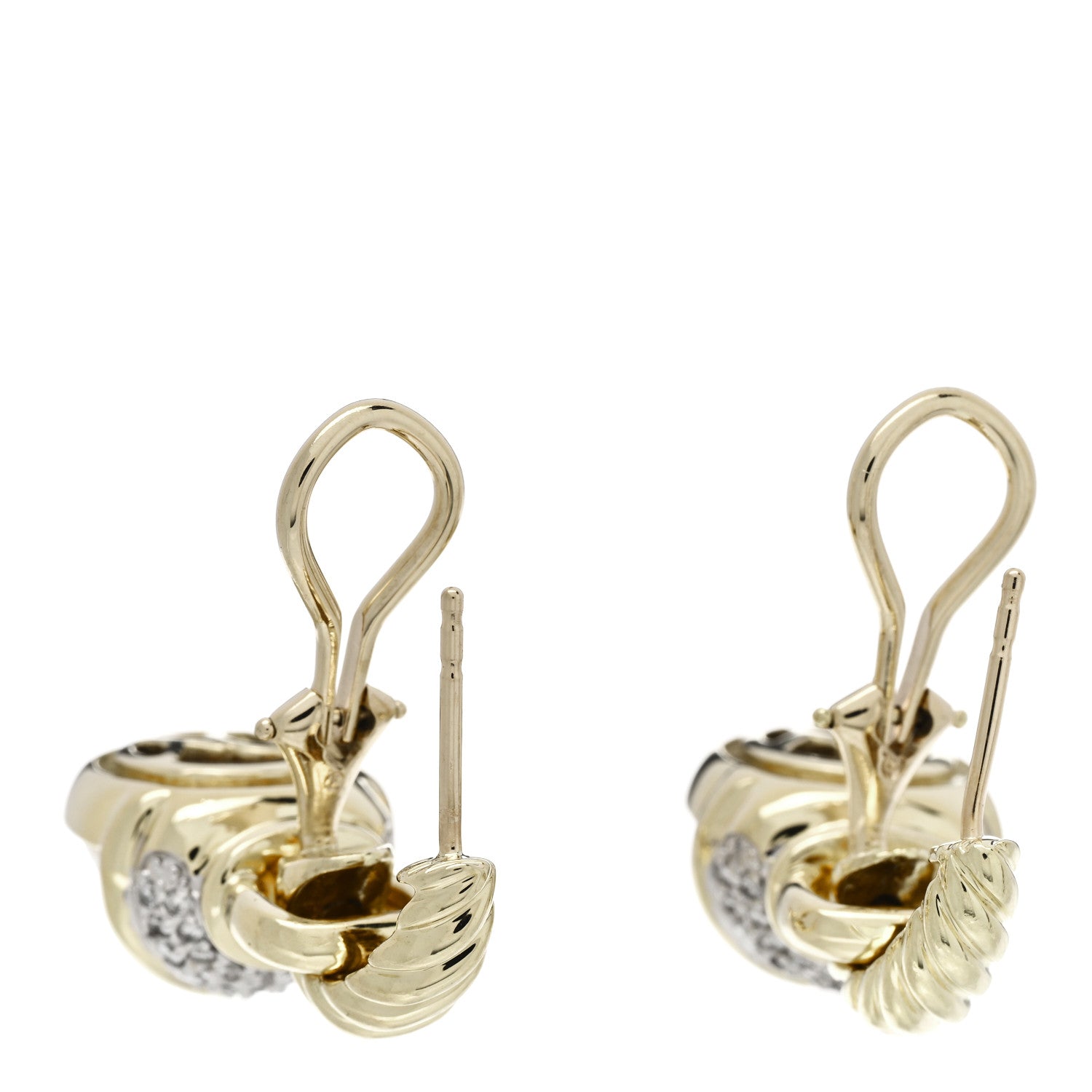 David Yurman 18K Yellow Gold Diamond Freshwater Cultured Pearl Acorn Drop Earrings 3 of 4
