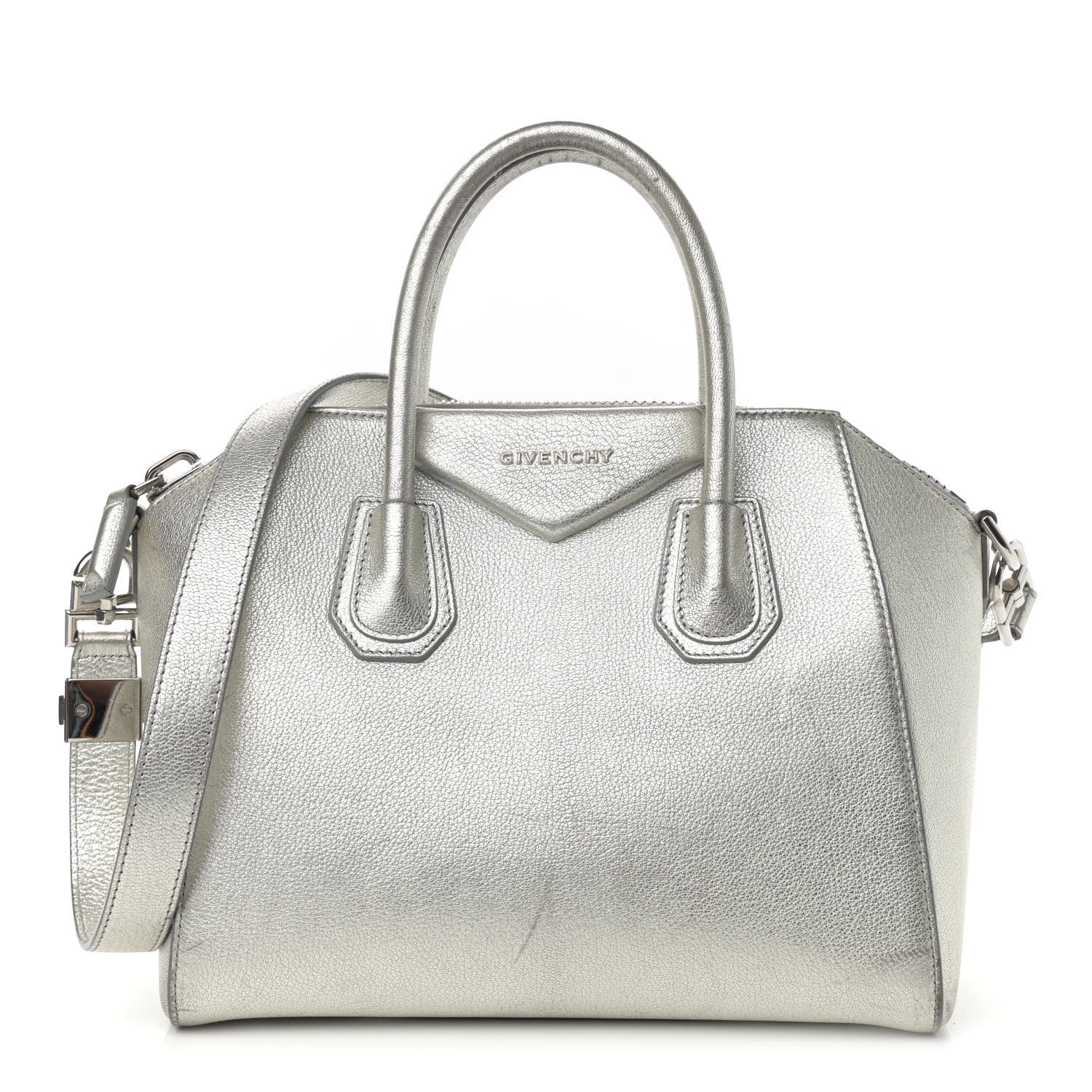 Givenchy Metallic Sugar Goatskin Small Antigona Silver 1 of 25