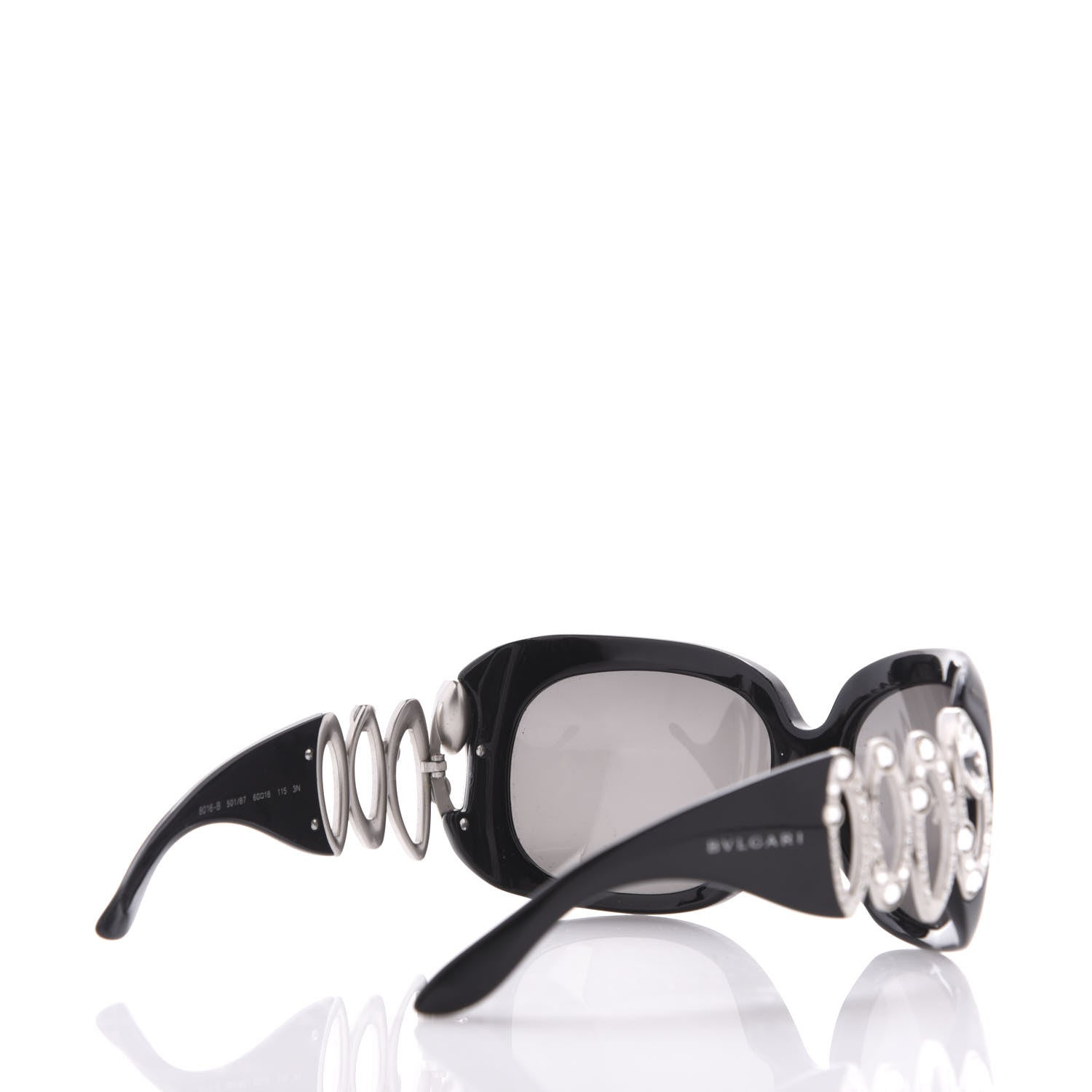 Bulgari Oval Crystal 8016-B Sunglasses Black 4 of 9