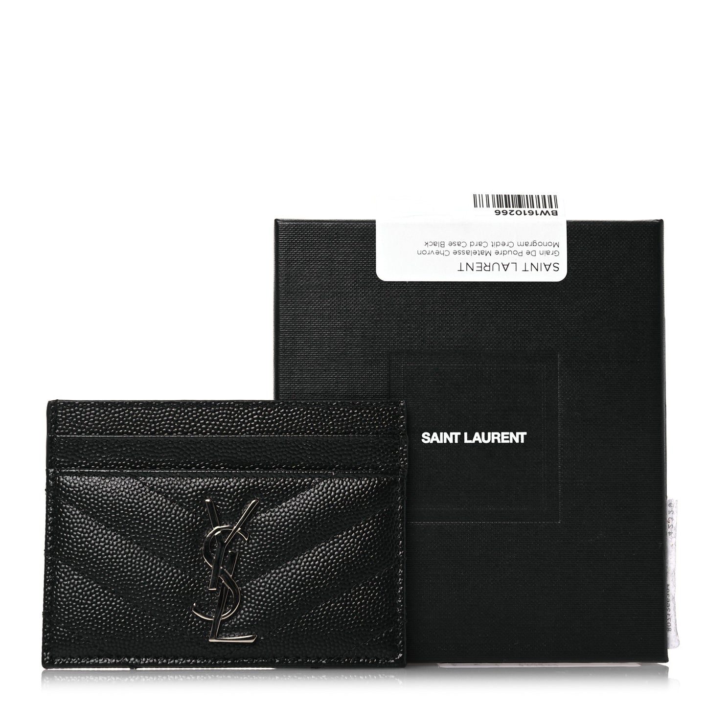 Grain De Poudre Matelasse Chevron Monogram Credit Card Case Black
