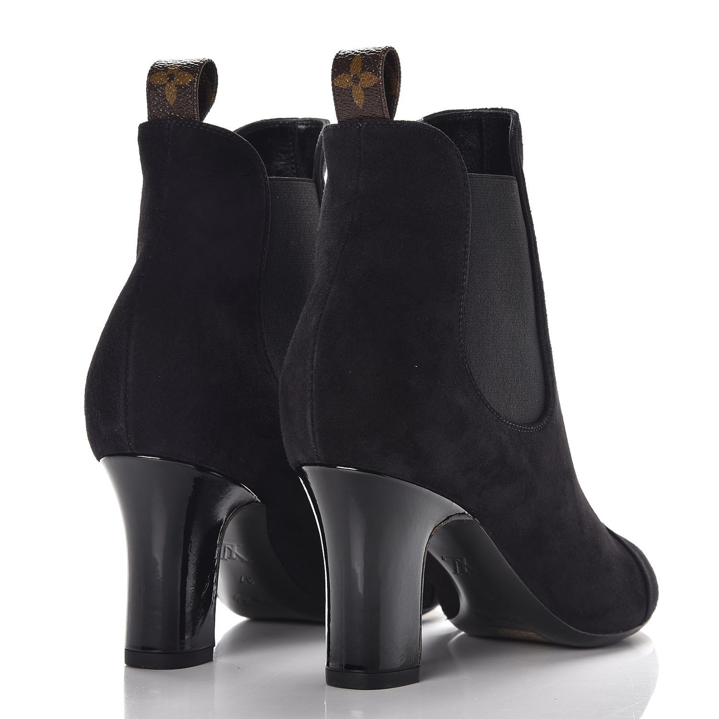 Suede Monogram Uniformes Cap Toe Chelsea 75mm Ankle Boots 37 Black