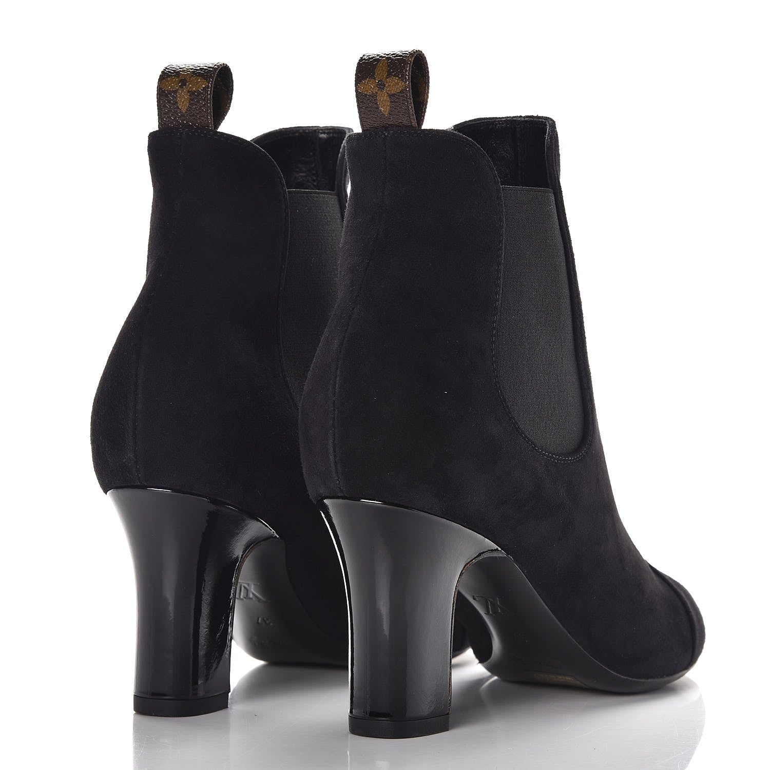 Louis Vuitton Suede Monogram Uniformes Cap Toe Chelsea 75mm Ankle Boots 37 Black 4 of 8