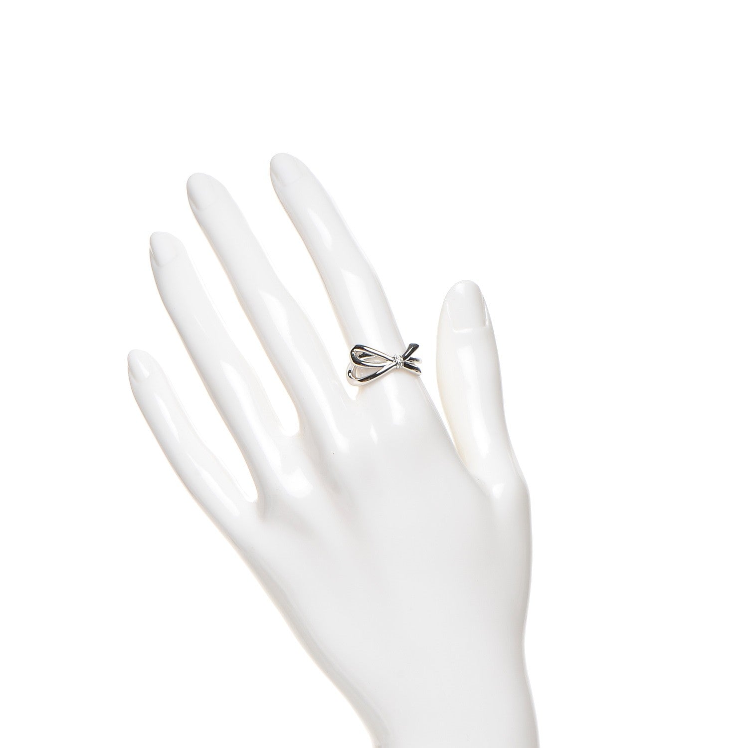 Tiffany 18K White Gold Diamond Bow Ring 5.5 2 of 4