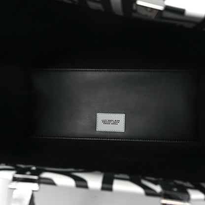 Fendi X MARC JACOBS Vitello King Logo Print Medium Fendi Sunshine Shopper Tote Black White 5 of 10