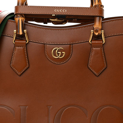 Gucci Charisma Calfskin Gucci Embossed Medium Diana Tote Bag Peanut Brown 8 of 12