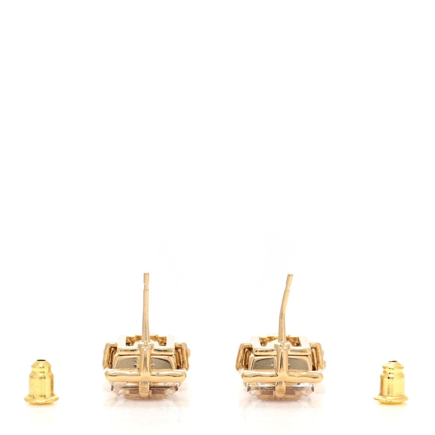 Chanel Crystal Tweed CC Drop Earrings Pink Gold 3 of 4