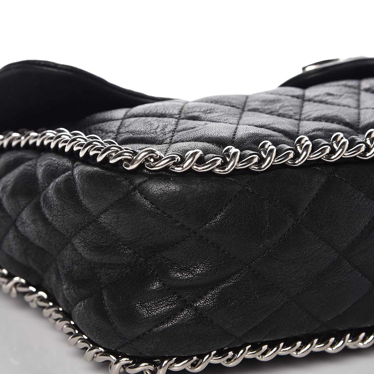 Chanel Washed Lambskin Quilted Maxi Chain Around Flap Black 12 of 14