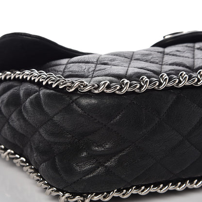 Chanel Washed Lambskin Quilted Maxi Chain Around Flap Black 12 of 14
