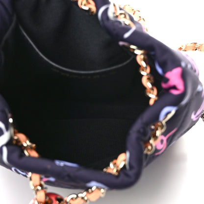 Chanel Printed Fabric Quilted Camellia Backpack Black Multicolor 6 of 10