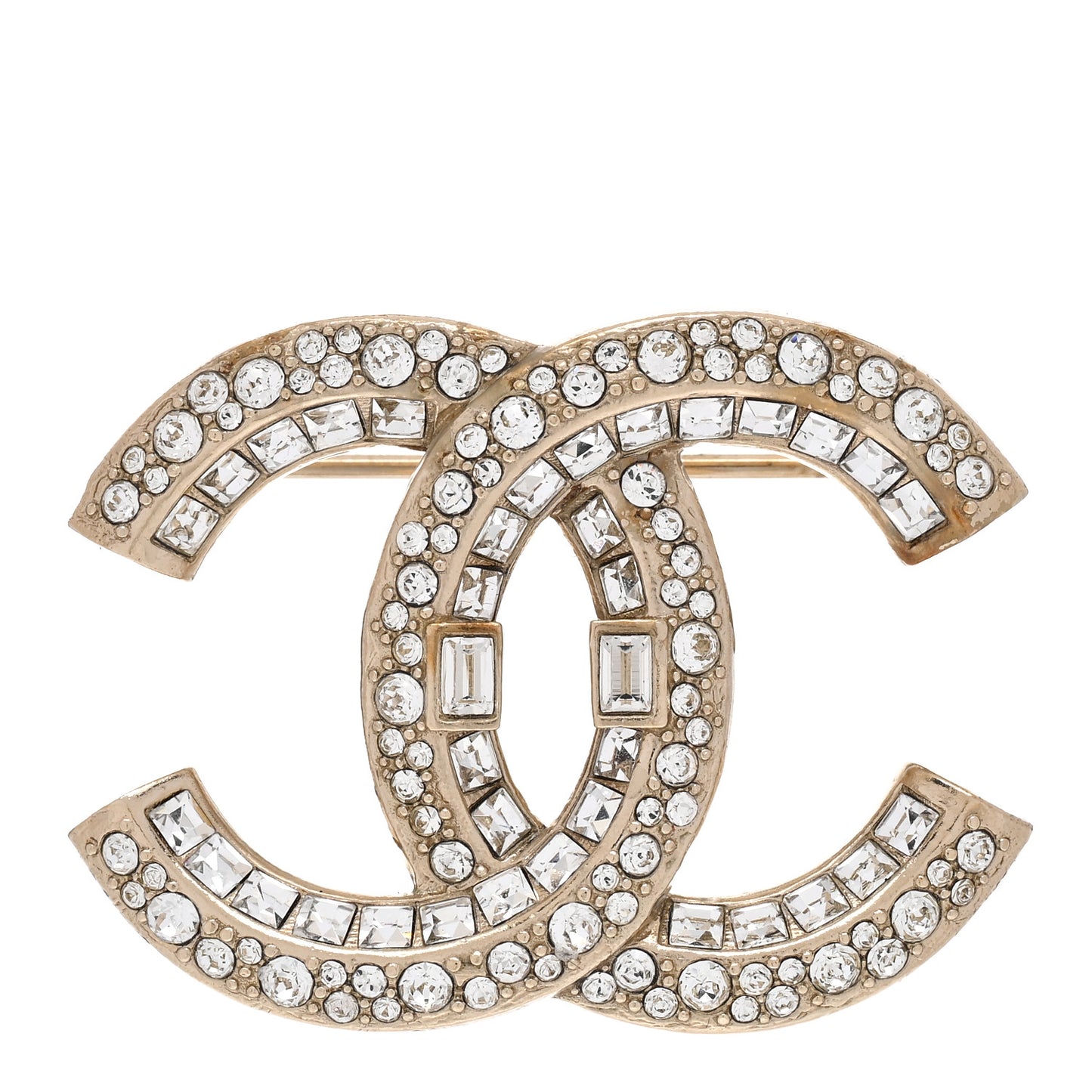 Baguette Crystal CC Brooch Light Gold