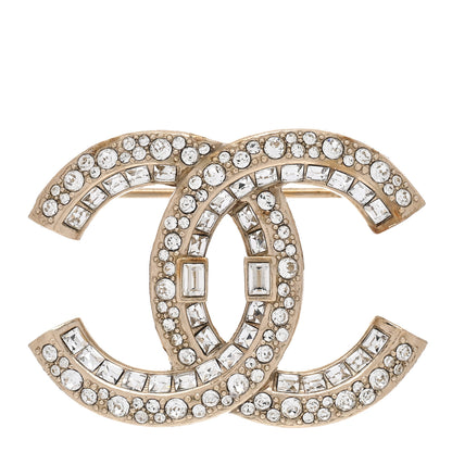 Chanel Baguette Crystal CC Brooch Light Gold 1 of 5