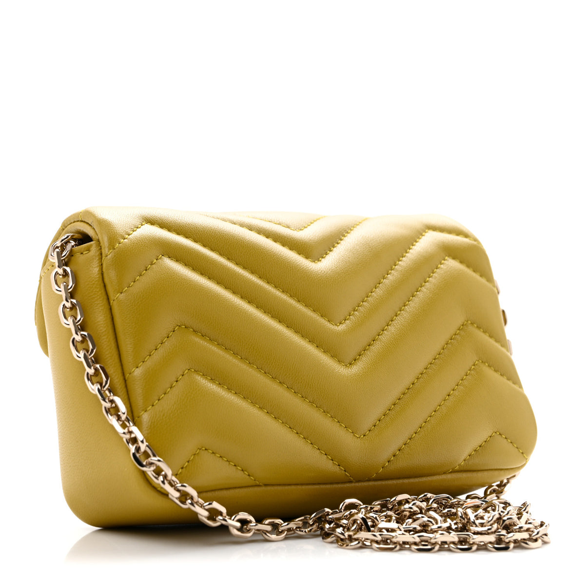 Gucci Lambskin Matelasse Mini GG Marmont Shoulder Bag Oil Yellow 3 of 11