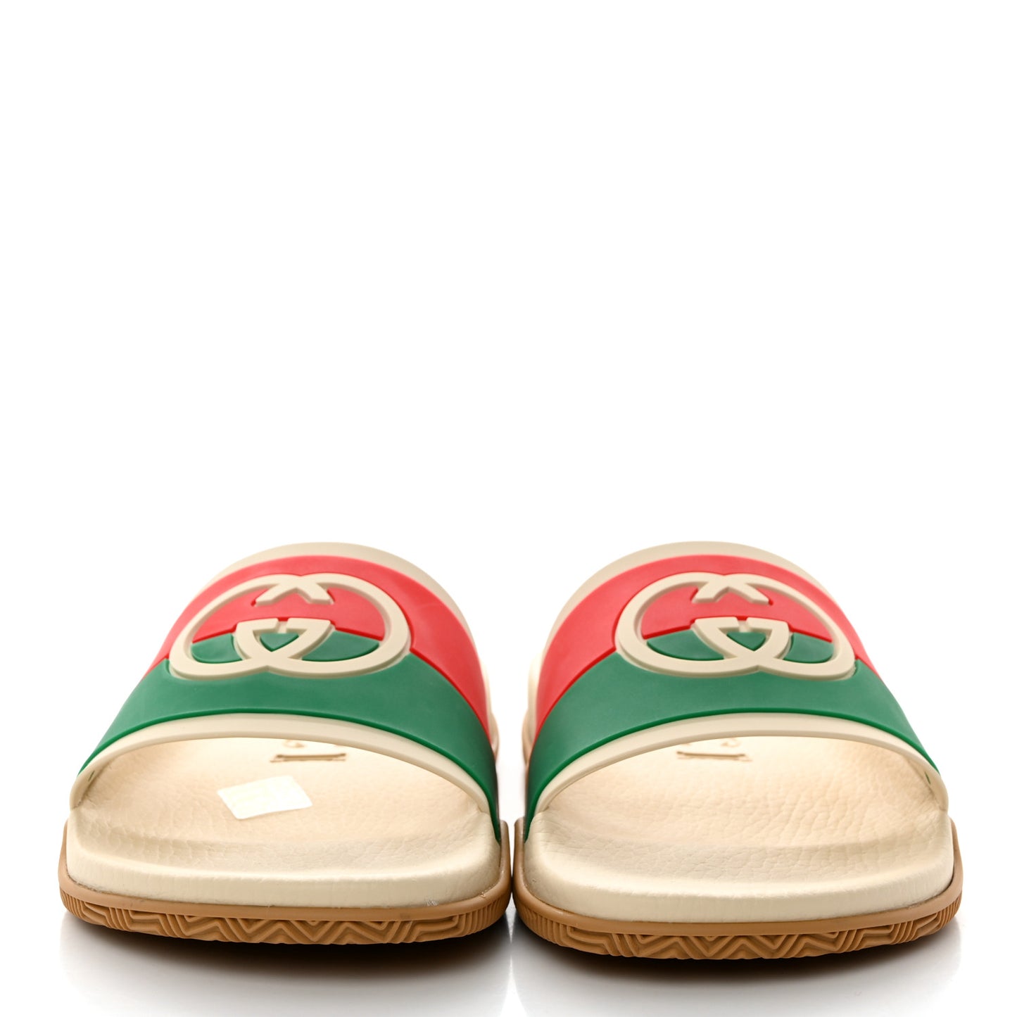 Rubber Web Womens Interlocking G Slide Sandals 41 Mystic White Green Red