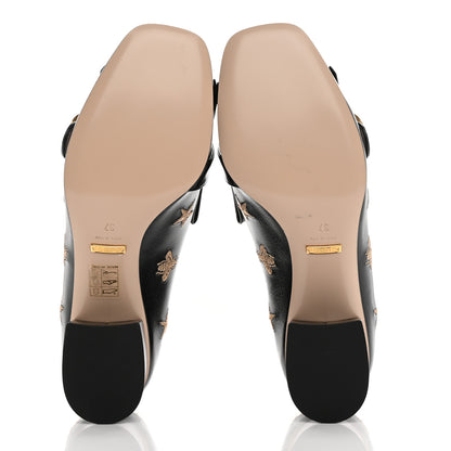 Gucci Quentin Goatskin Bee Star Embroidered GG Marmont Fringe 50mm Loafer Pumps 37 Black 5 of 17