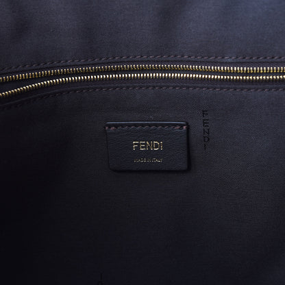 Fendi Fabric Jacquard Vitello Seta Plexiglass Pequin Gingham Large Fendi Sunshine Shopper Tote Tobacco Moro Black 9 of 11