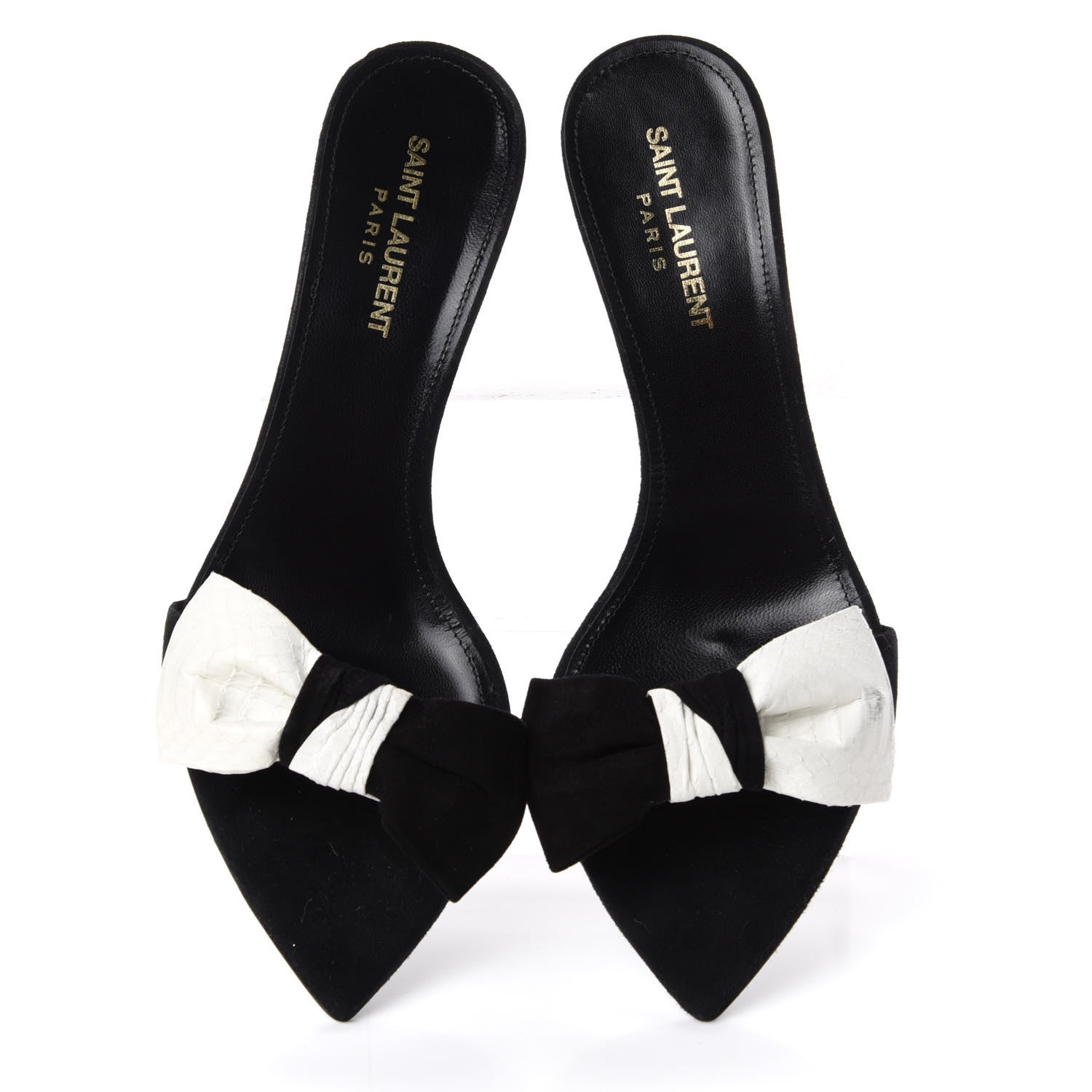 Saint Laurent Suede Snakeskin Ayers Sandals 38.5 Black White 5 of 11