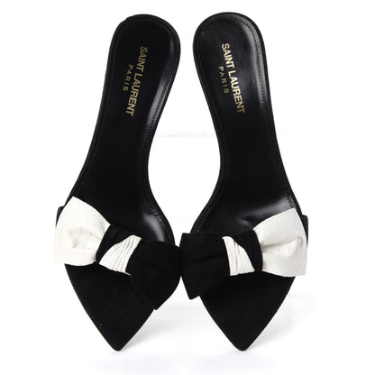 Saint Laurent Suede Snakeskin Ayers Sandals 38.5 Black White 5 of 11