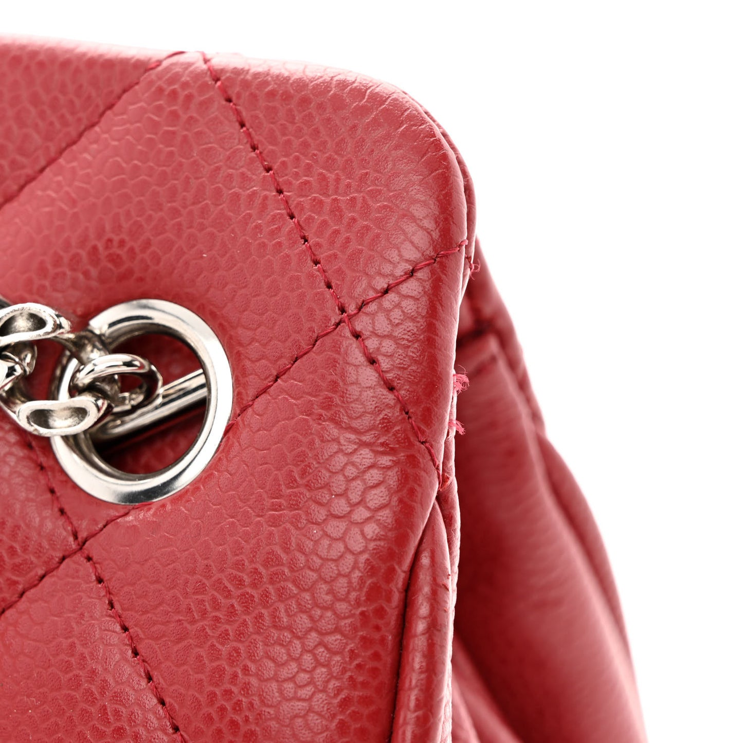 Caviar Quilted Bijoux Chain Shopping Tote Red