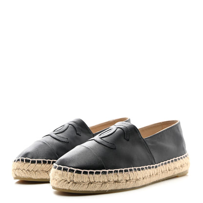 Chanel Lambskin CC Espadrilles 37 Black 3 of 11