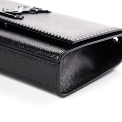 Saint Laurent Grain De Poudre Medium Star Monogram Kate Satchel Black 6 of 9