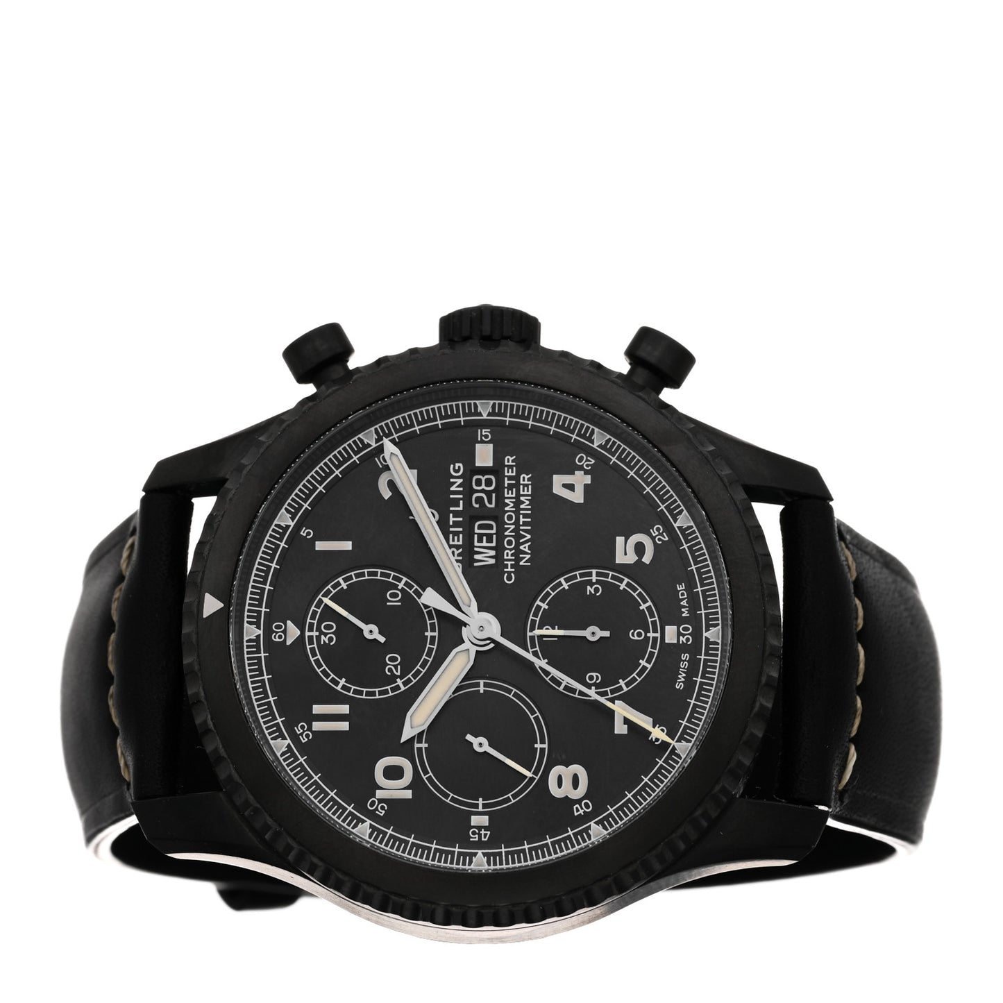 DLC Coated Stainless Steel Calfskin 43mm Navitimer 8 Chronograph Automatic Watch Black M13314