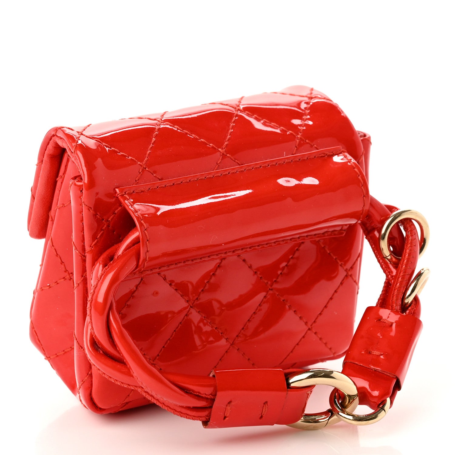 Chanel Patent Quilted 2.55 Ankle Wrist Bag Red 3 of 7