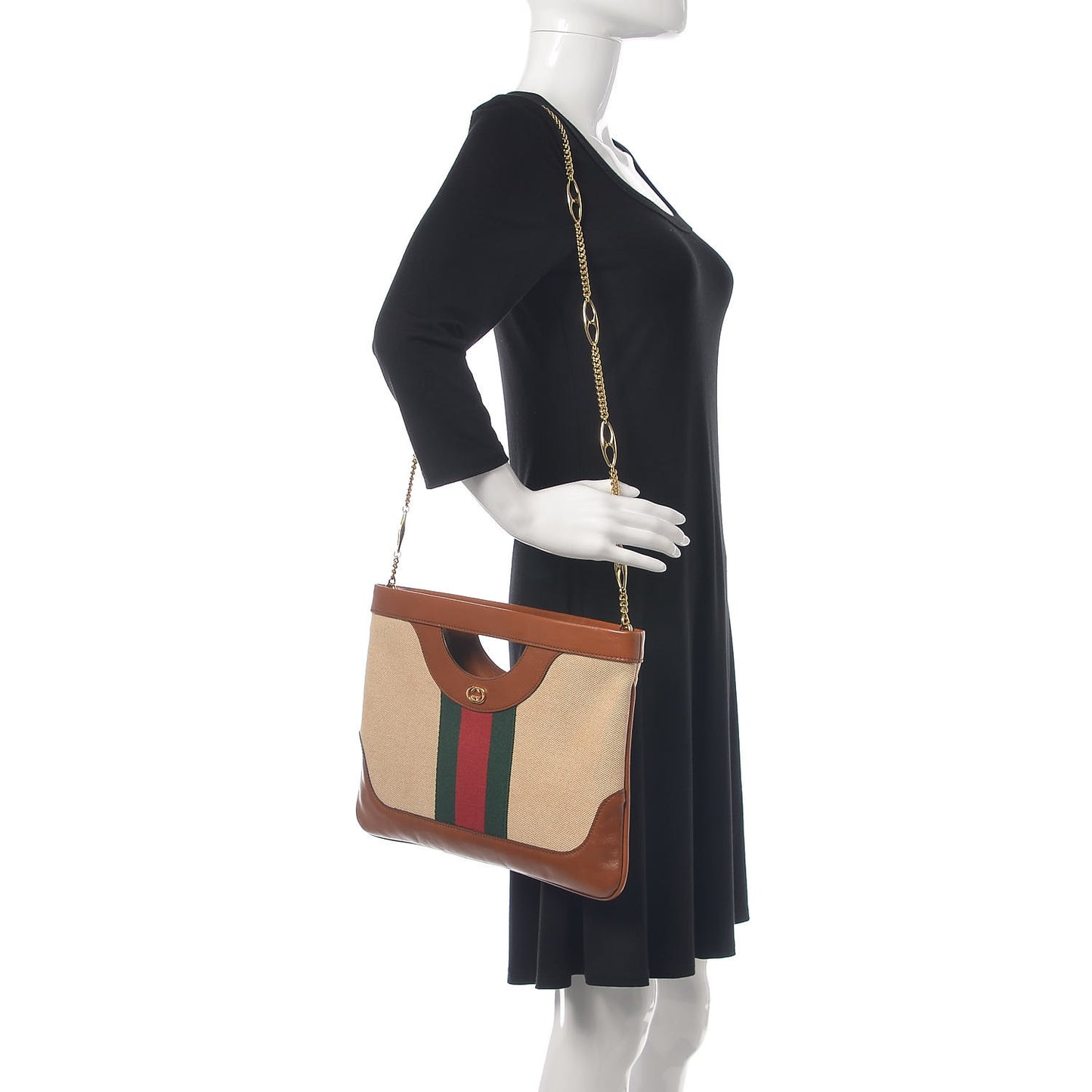 Canvas Large Vintage Shoulder Bag Brown