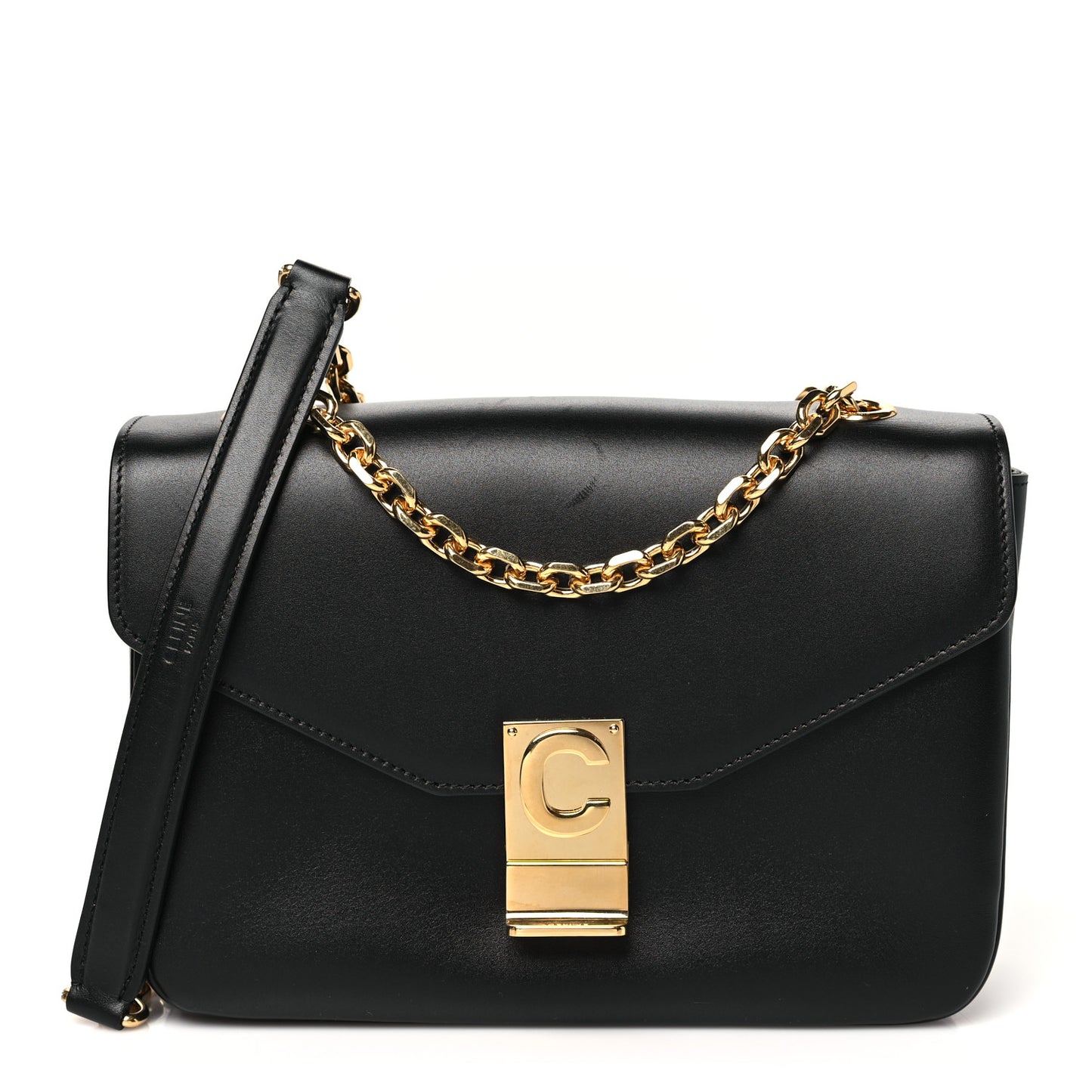 Shiny Calfskin Medium C Bag Black