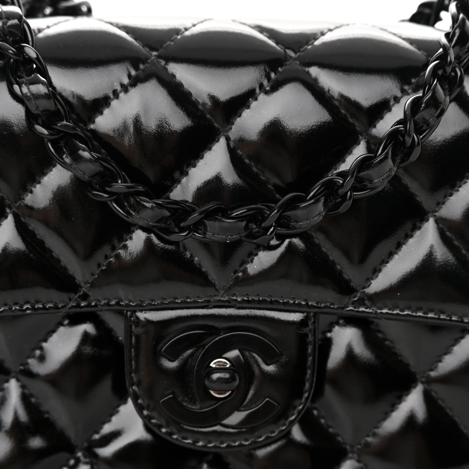 Chanel Patent Calfskin Quilted Mini Square Flap So Black 17 of 18