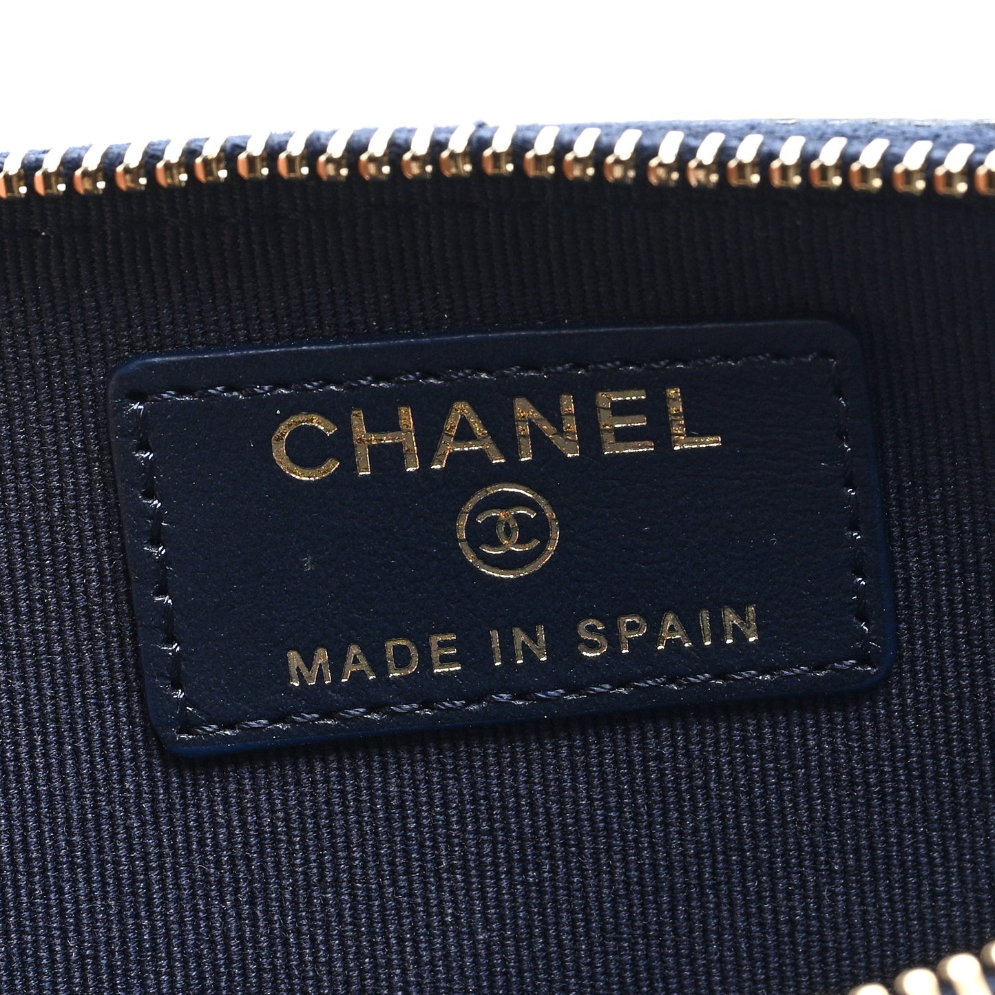 Caviar Quilted Crystal Zip Card Holder Wallet Navy