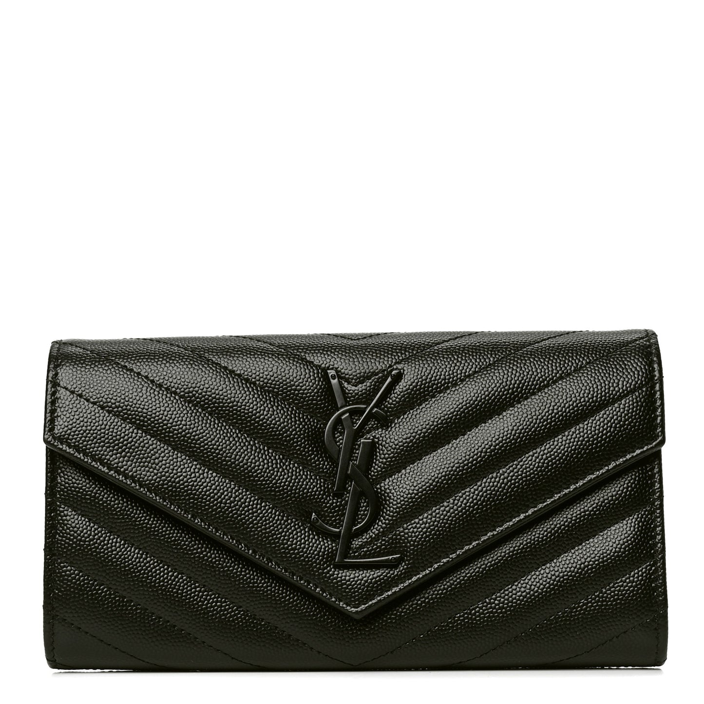 Grain De Poudre Matelasse Chevron Monogram Flap Wallet Black