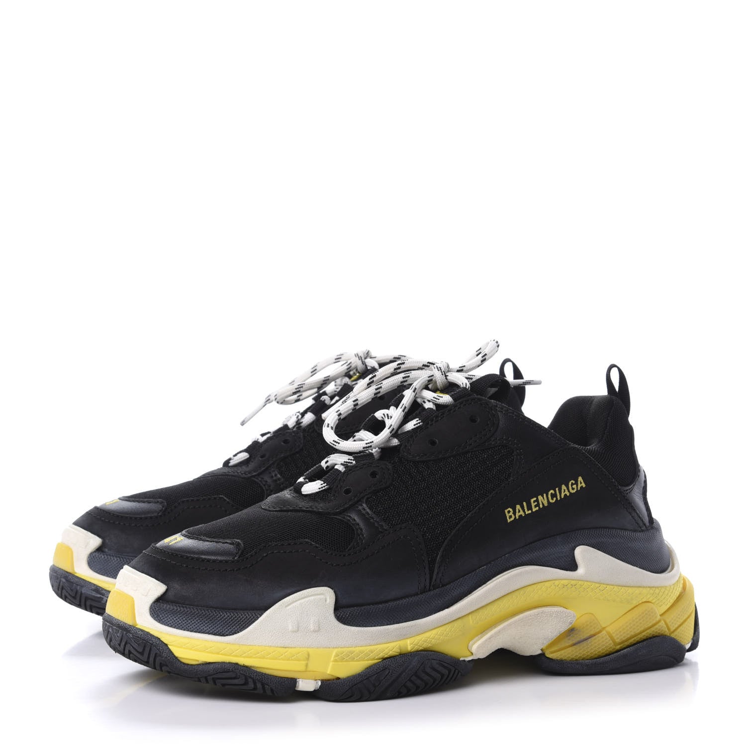 Balenciaga Fabric Mesh Womens Triple S Sneakers 41 Black Yellow 3 of 8