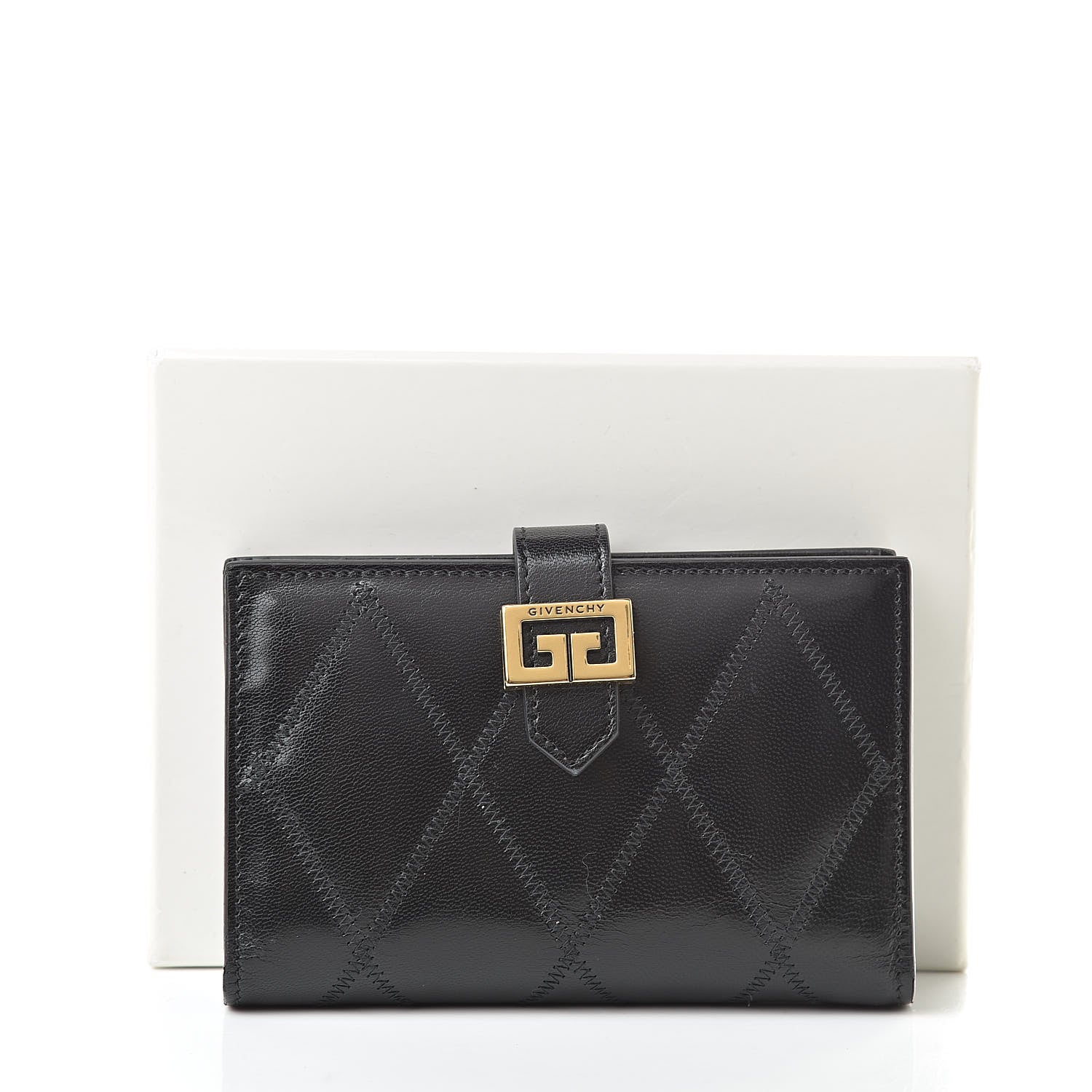Givenchy Goatskin Diamond Quilted GV3 Medium Wallet Black 13 of 13