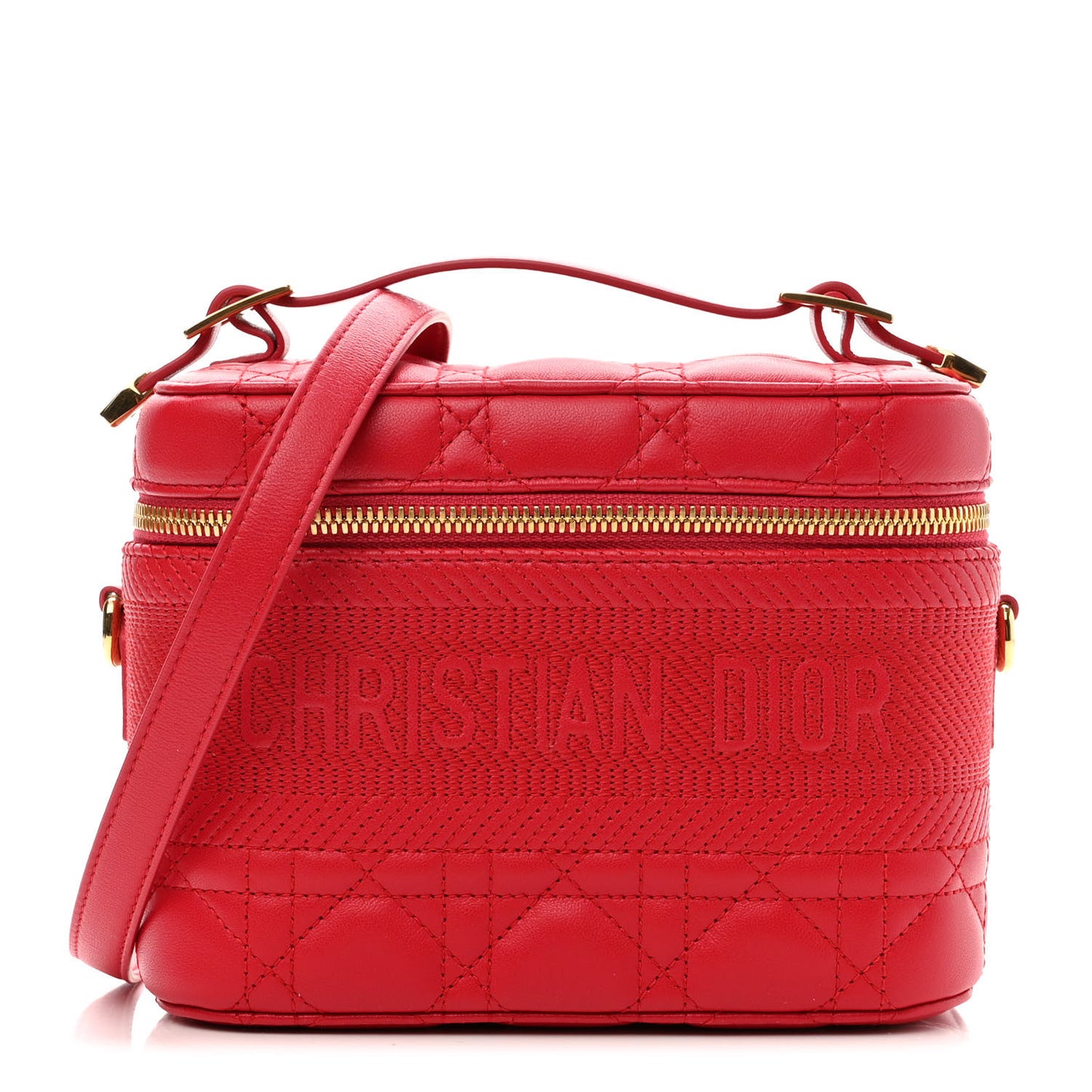 Lambskin Cannage Small Diortravel Vanity Case Red