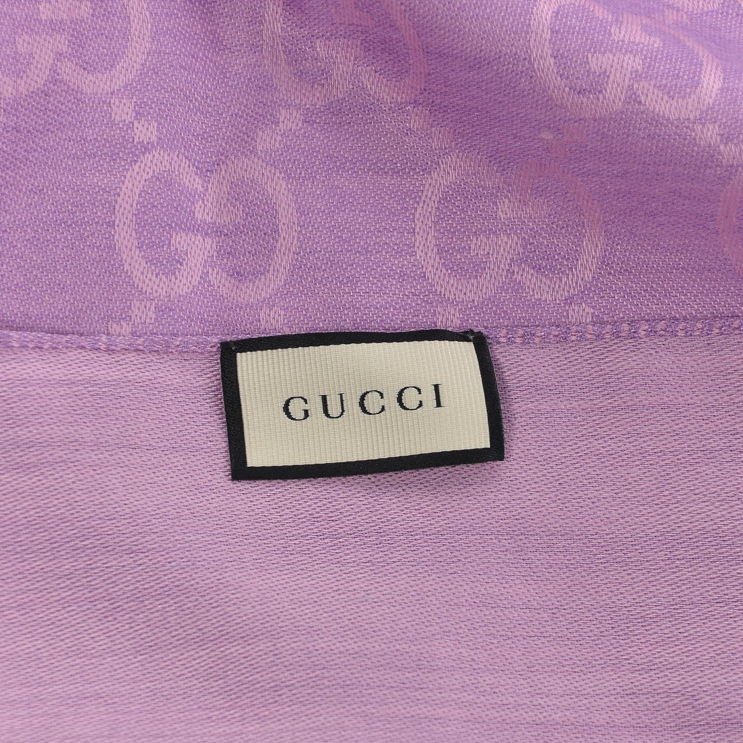 Gucci Wool Silk Monogram Fringe Scarf Purple 3 of 5