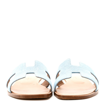 Hermes Denim Canvas Oran Sandals 40 Bleu Clair 3 of 10