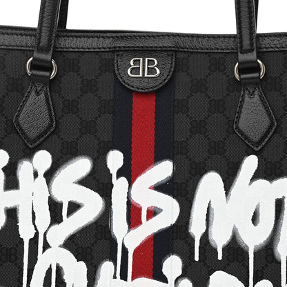 Gucci X BALENCIAGA BB Monogram Web Graffiti Medium Ophidia Shopping Tote Black 5 of 10
