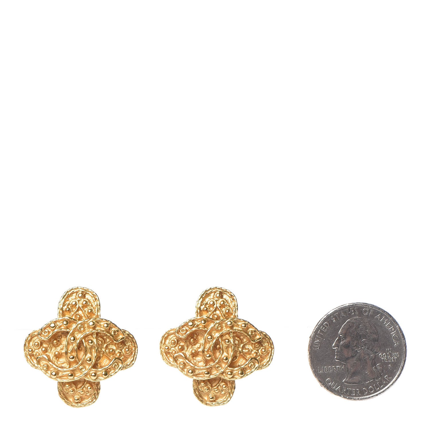 Chanel CC Cross Clip On Earrings Gold 2 of 4