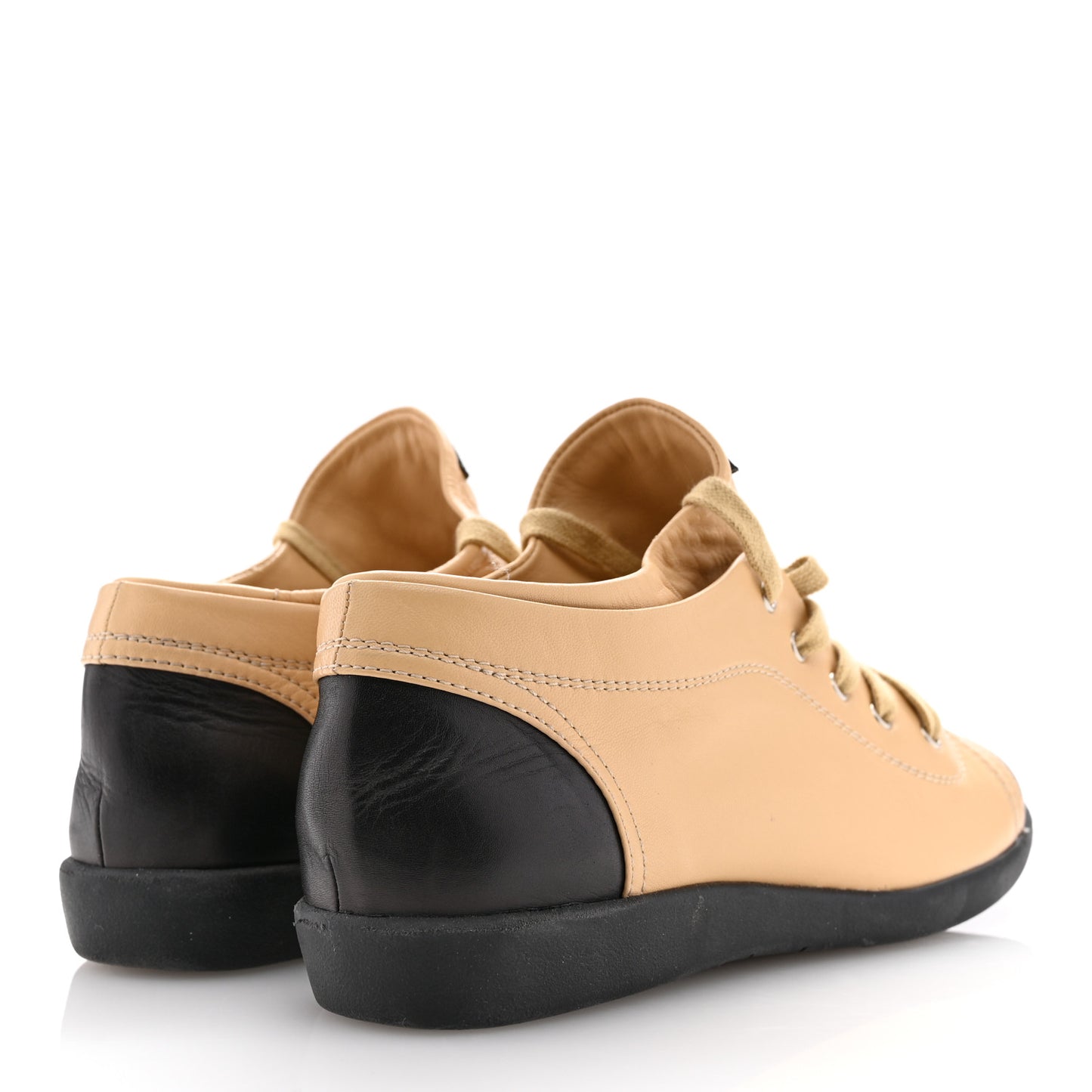 Lambskin CC Sneakers 37.5 Beige Black