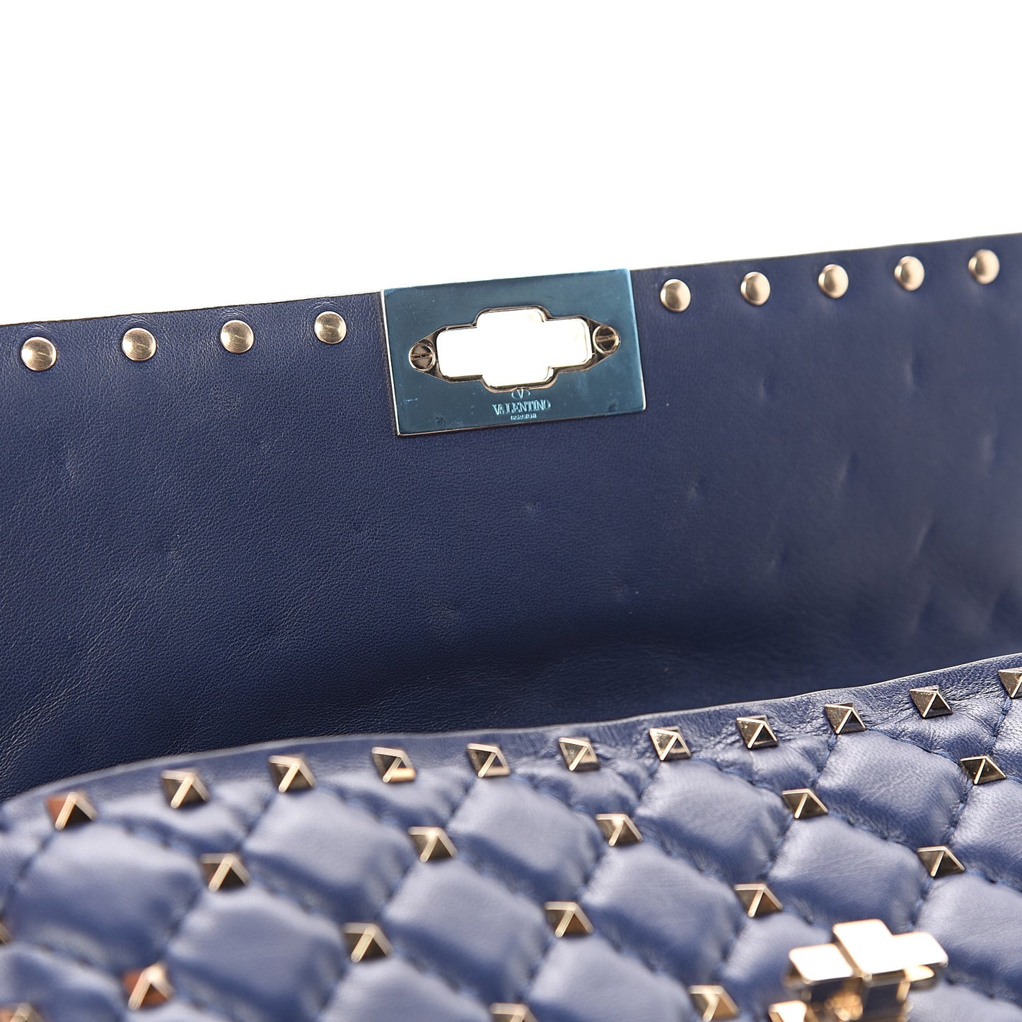 Nappa Rockstud Spike Wallet on Chain Pure Blue