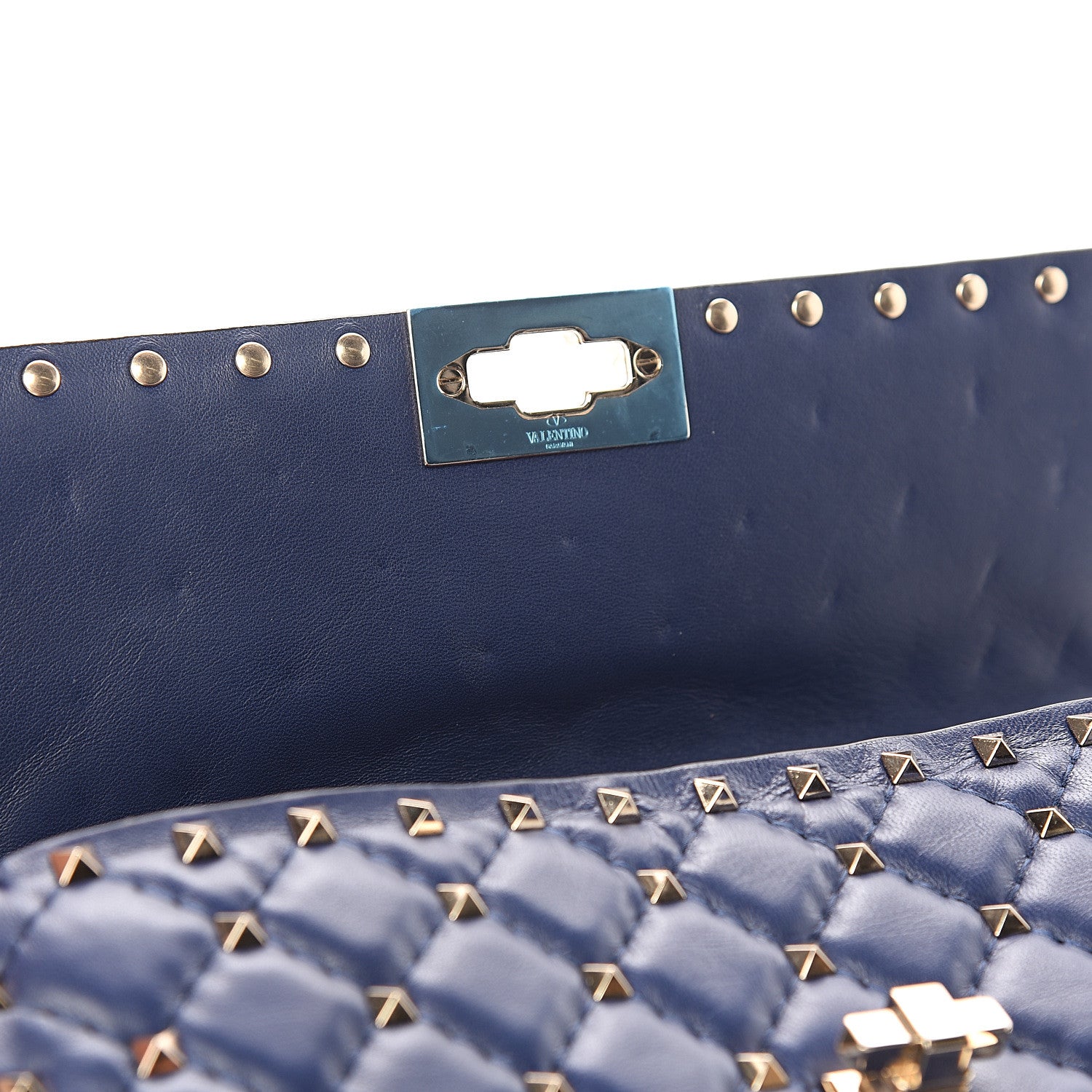 Valentino Garavani Nappa Rockstud Spike Wallet on Chain Pure Blue 6 of 9