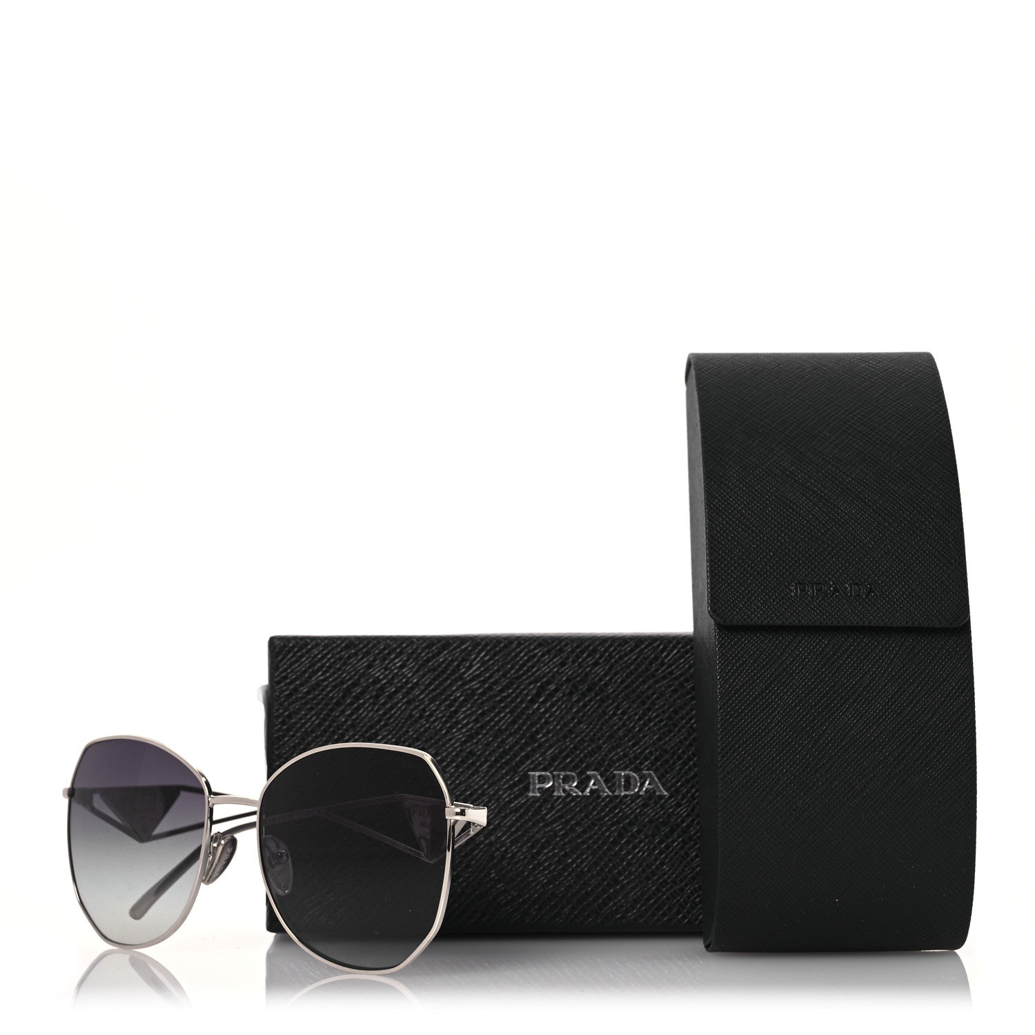 Prada Metal Symbole Triangle Logo Sunglasses SPR57Y Smoky Grey 8 of 8