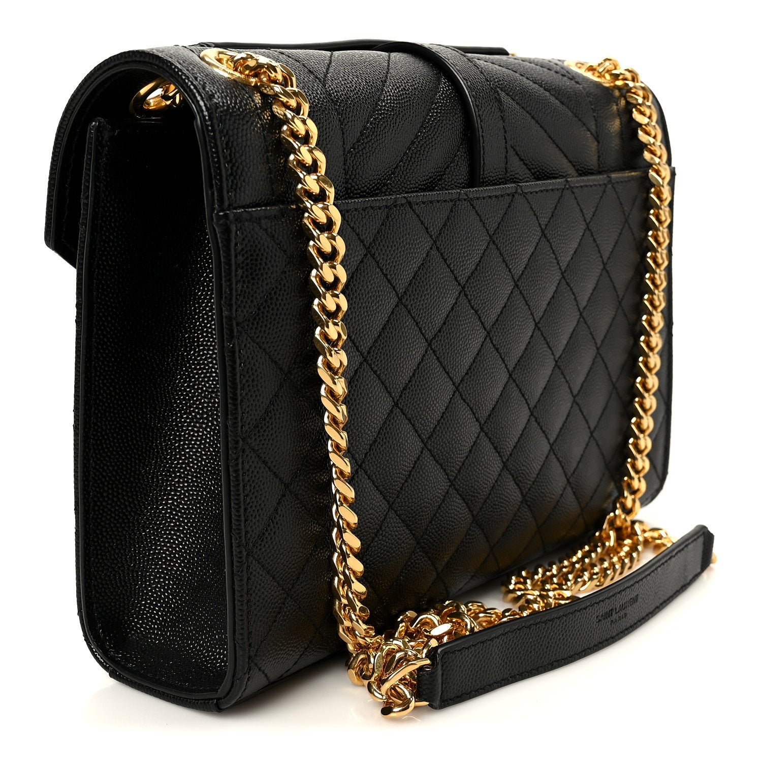 Saint Laurent Grain De Poudre Textured Mixed Matelasse Triquilt Medium Monogram Satchel Black 3 of 11