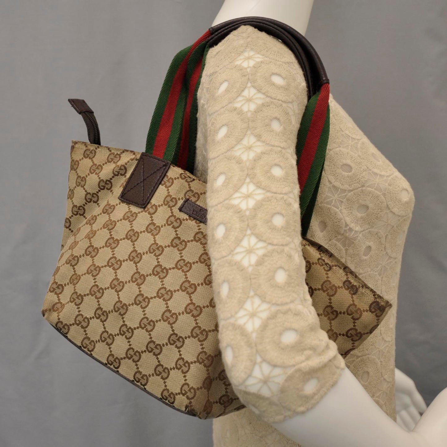 GG Monogram Small Web Handle Bucket Tote