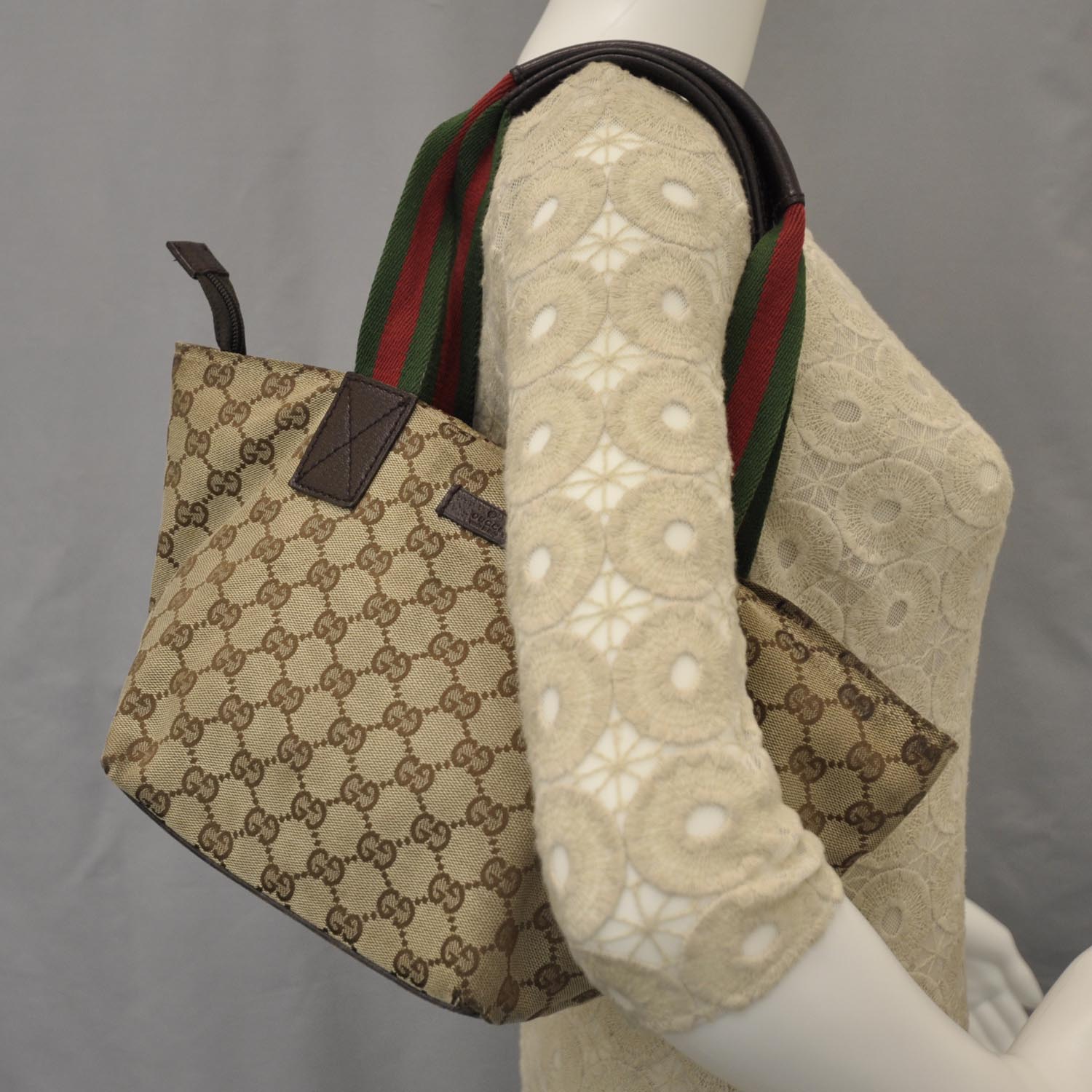 Gucci GG Monogram Small Web Handle Bucket Tote 2 of 9