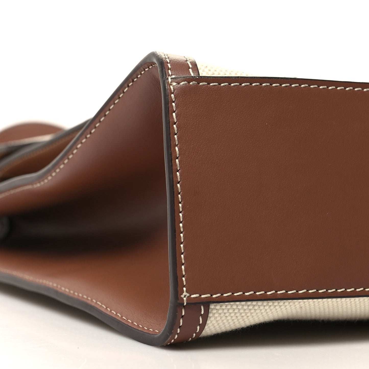 Canvas Smooth Calfskin Two Tone Medium Pocket Bag Natural Malt Brown