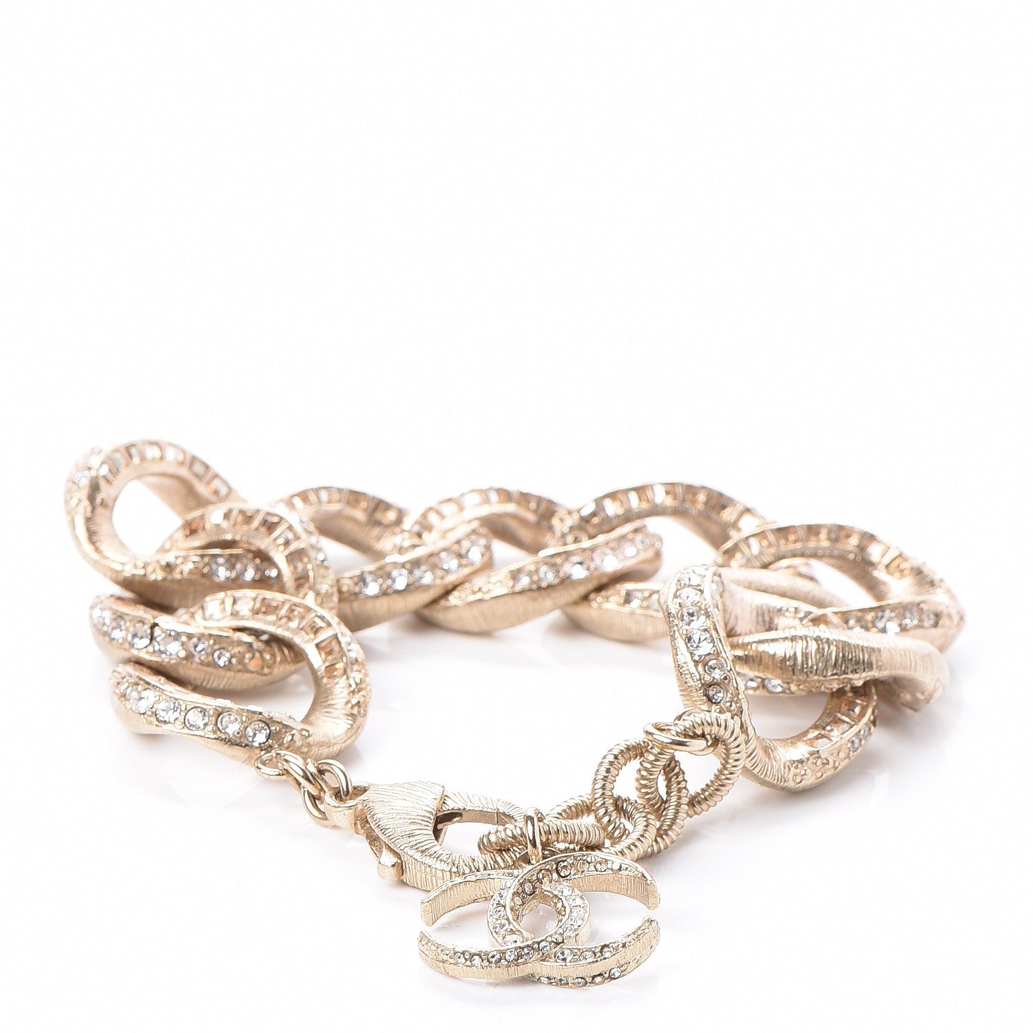 Chanel Crystal CC Chain Bracelet Gold 3 of 6