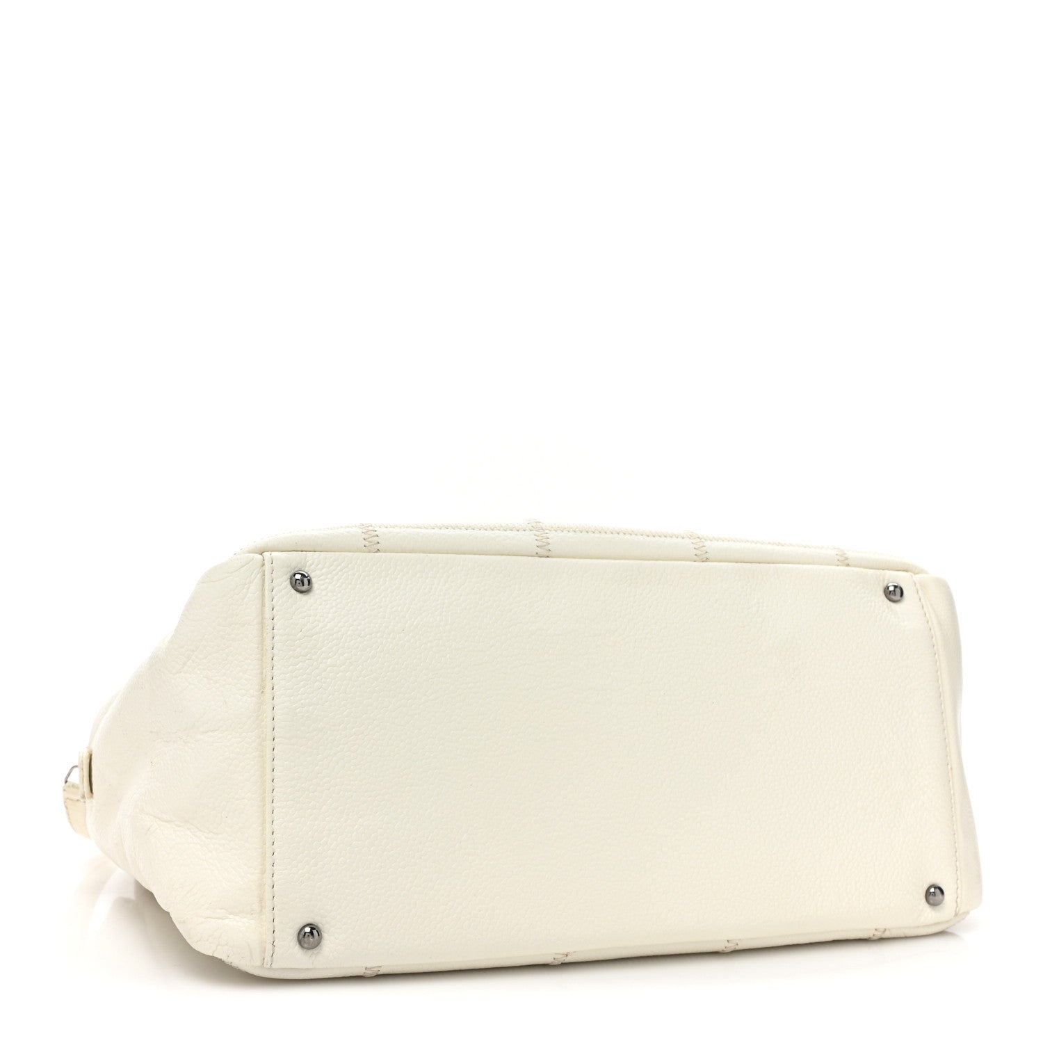 Chanel Caviar Square Stitched Bowler White 4 of 19