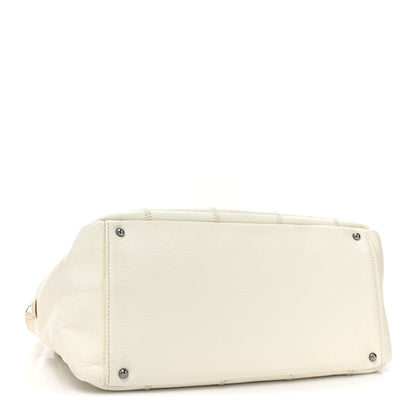 Chanel Caviar Square Stitched Bowler White 4 of 19